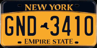 NY license plate GND3410