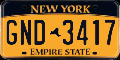 NY license plate GND3417