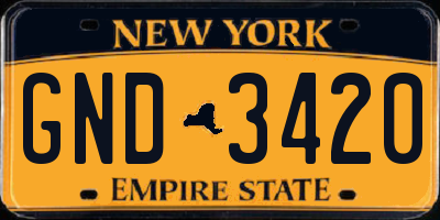 NY license plate GND3420