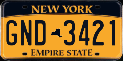 NY license plate GND3421