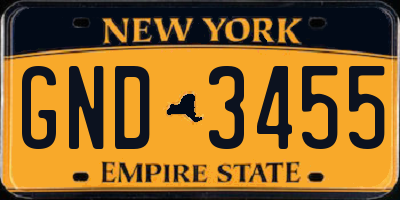 NY license plate GND3455