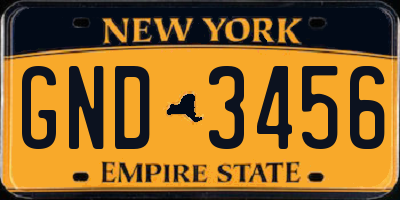 NY license plate GND3456