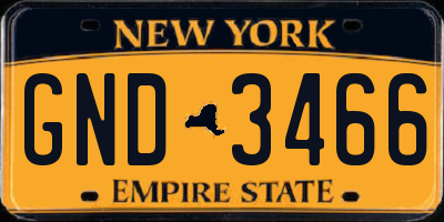 NY license plate GND3466