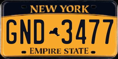 NY license plate GND3477