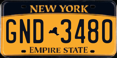 NY license plate GND3480