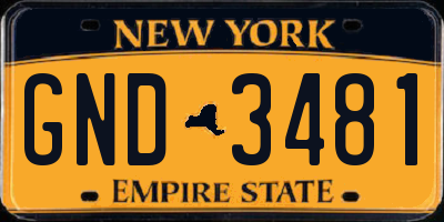 NY license plate GND3481