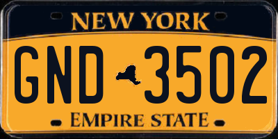 NY license plate GND3502