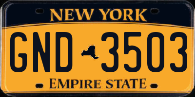 NY license plate GND3503