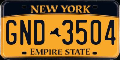 NY license plate GND3504