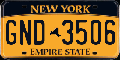 NY license plate GND3506