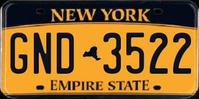 NY license plate GND3522
