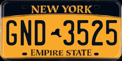 NY license plate GND3525