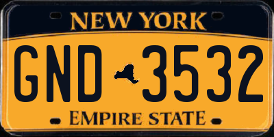 NY license plate GND3532