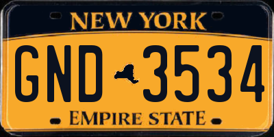 NY license plate GND3534