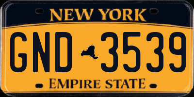 NY license plate GND3539