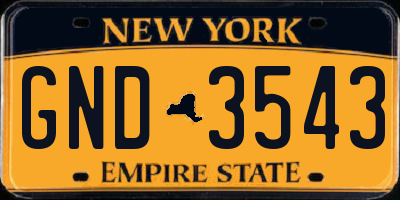 NY license plate GND3543