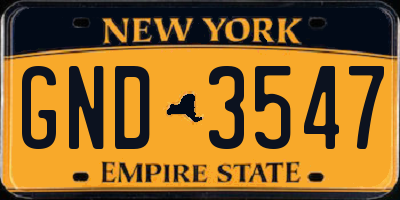 NY license plate GND3547