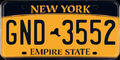 NY license plate GND3552