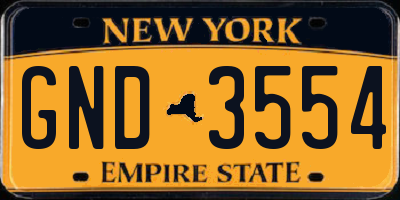 NY license plate GND3554