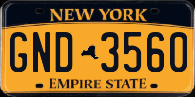 NY license plate GND3560