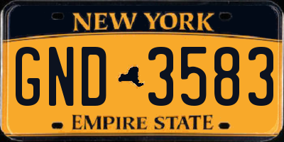 NY license plate GND3583