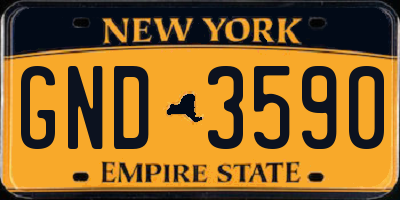 NY license plate GND3590