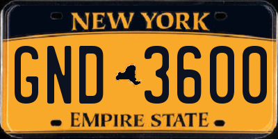NY license plate GND3600
