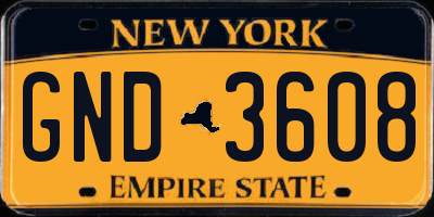 NY license plate GND3608