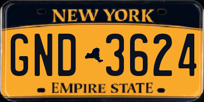 NY license plate GND3624