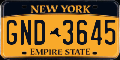 NY license plate GND3645