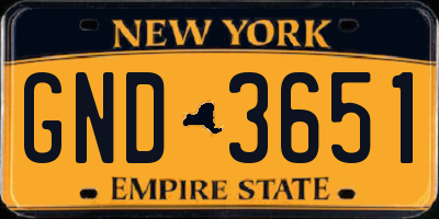 NY license plate GND3651