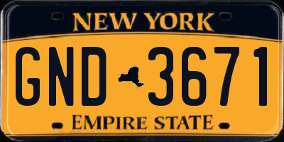 NY license plate GND3671