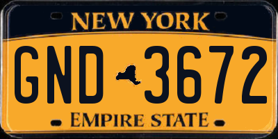 NY license plate GND3672