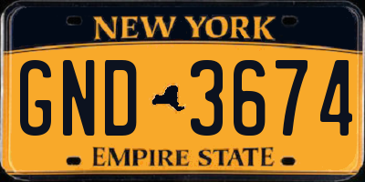 NY license plate GND3674