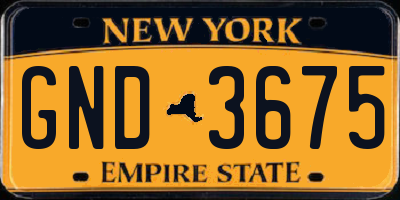 NY license plate GND3675
