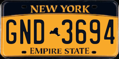 NY license plate GND3694