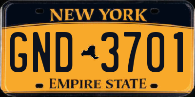 NY license plate GND3701