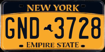 NY license plate GND3728