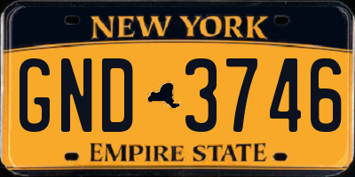 NY license plate GND3746