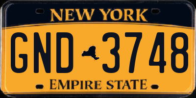 NY license plate GND3748
