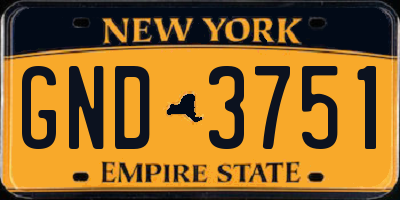 NY license plate GND3751