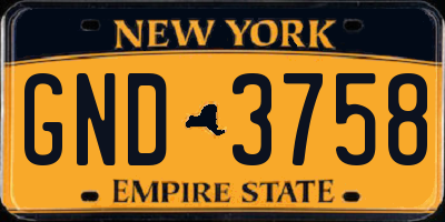 NY license plate GND3758