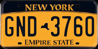 NY license plate GND3760