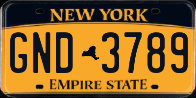 NY license plate GND3789