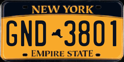 NY license plate GND3801