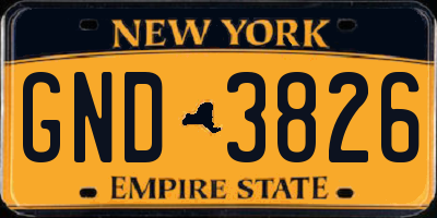 NY license plate GND3826
