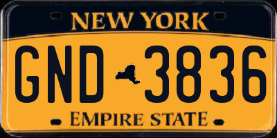 NY license plate GND3836