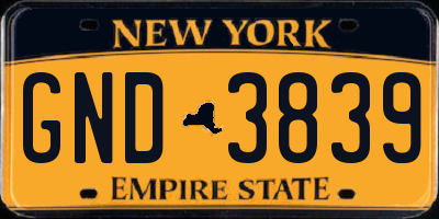 NY license plate GND3839