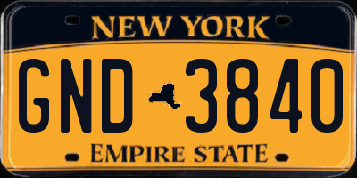 NY license plate GND3840