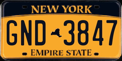 NY license plate GND3847